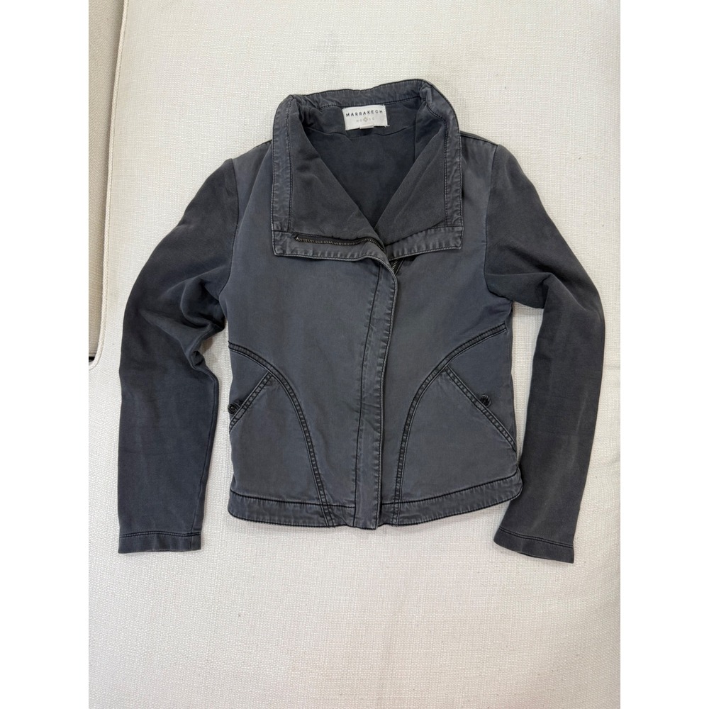 Marrakech Moto Jacket Womens S Gray Mixed Media Asymmetric Zip Excellent